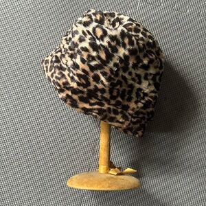 60s True Vintage Faux Fur Leopard Print Cloche Hat